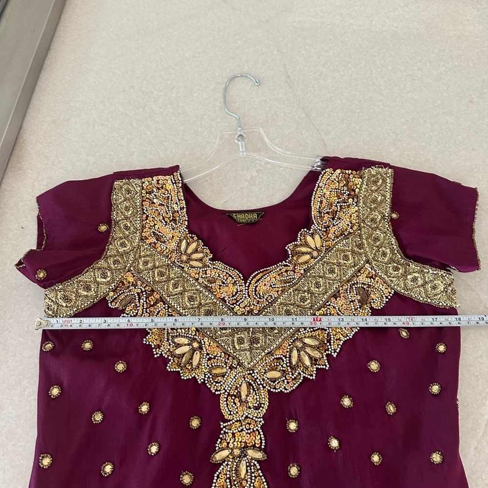 Elegant Purple and Gold Embellished Ethnic Tunic - Picture 7 of 7